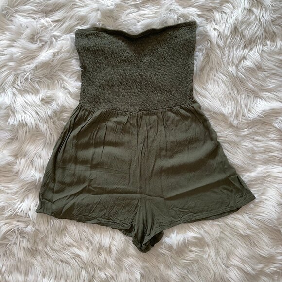 Garage Green Strapless Romper - Picture 1 of 3